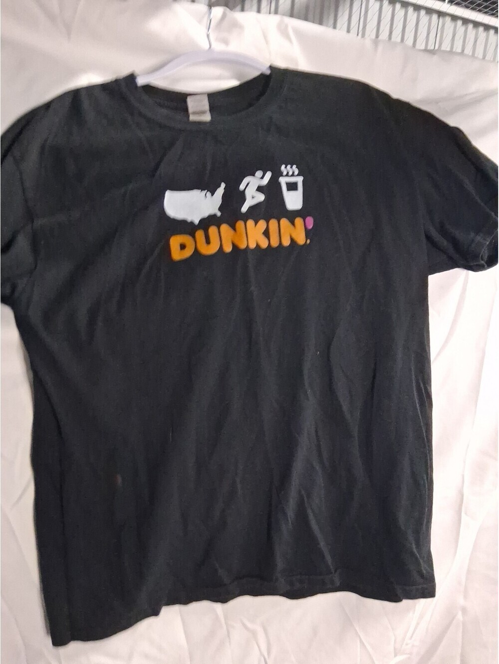 Gildan Mens Large Black Dunkin Graphic Cotton-Blend T-Shirt